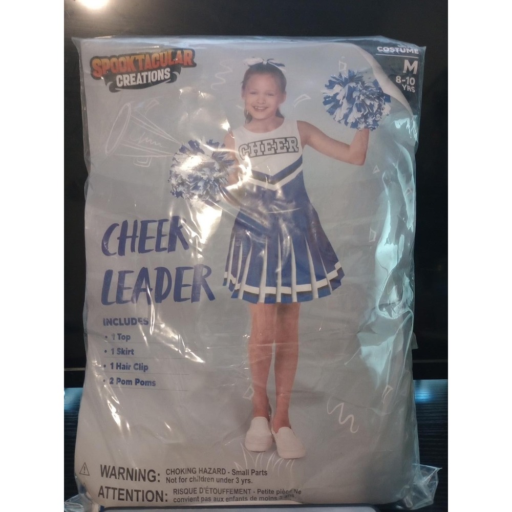 Spooktacular Creations Girls Cheerleader Costume Blue White Size M 8-10 New